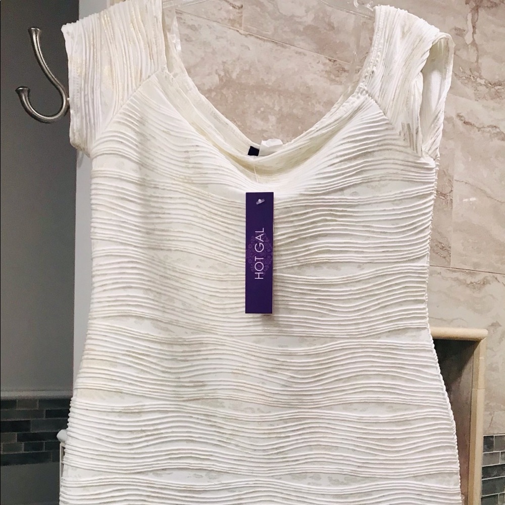 Free stretch off white and gold dress XL